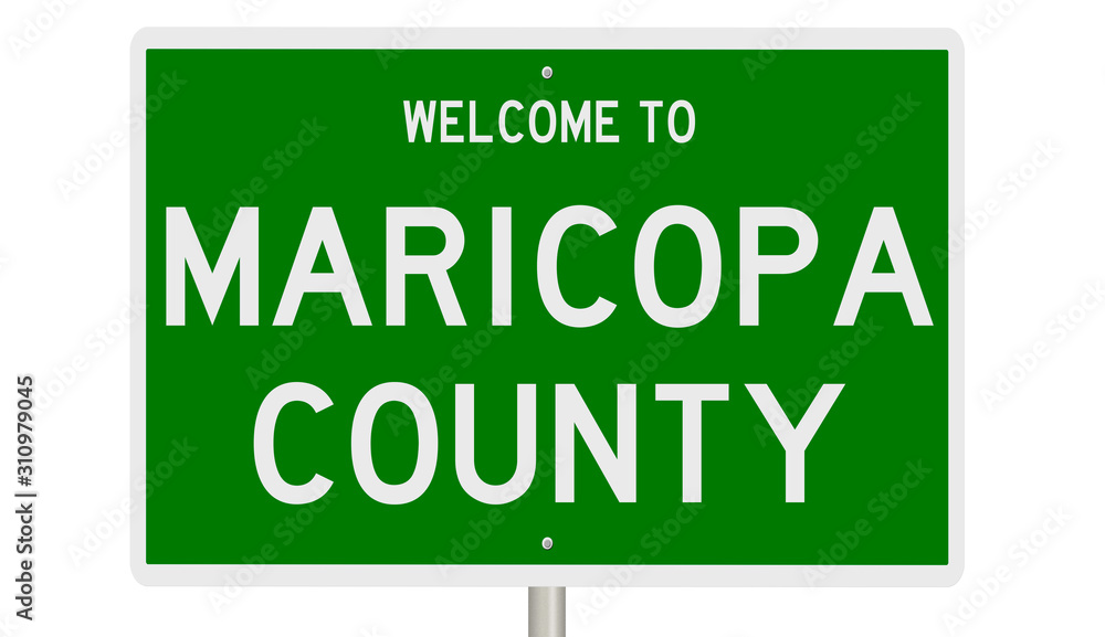 Rendering of a green 3d highway sign for Maricopa County