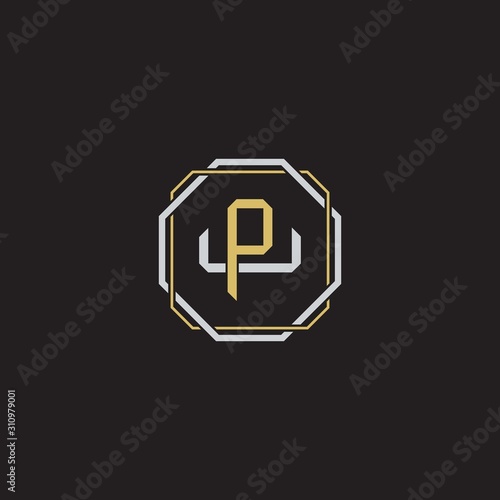 Initial letter overlapping interlock logo monogram line art style