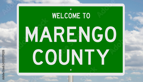 Rendering of a green 3d highway sign for Marengo County photo