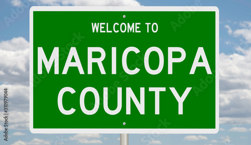 Rendering of a green 3d highway sign for Maricopa County photo