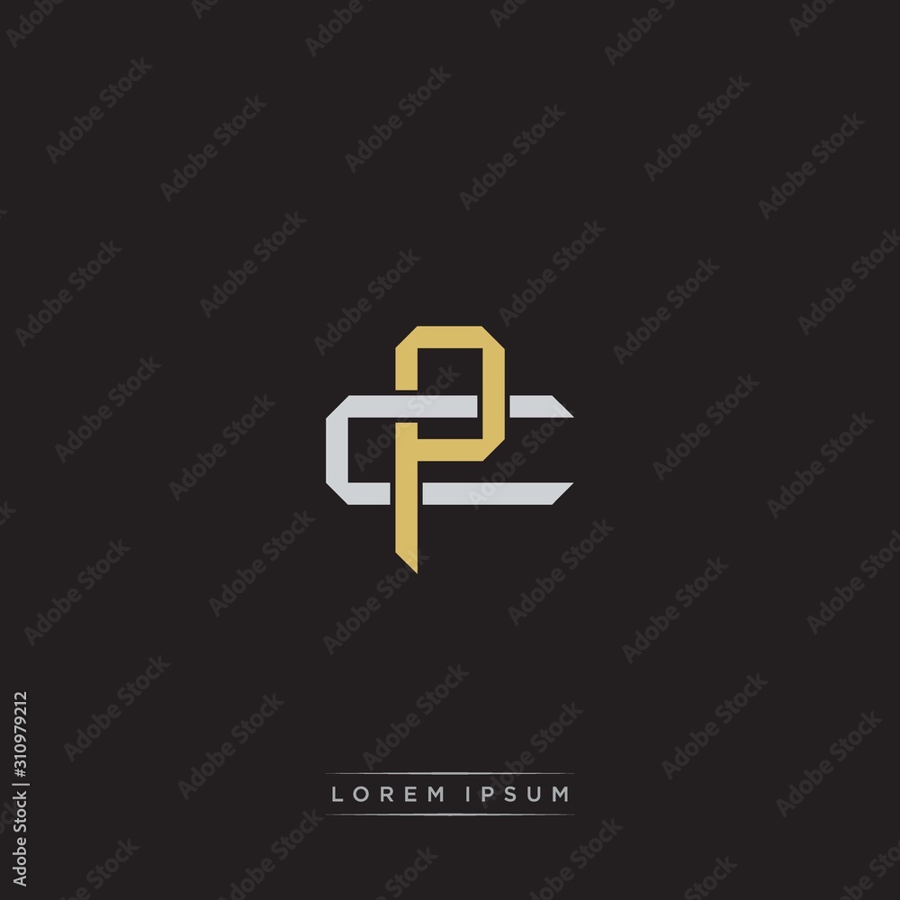 Fototapeta premium Initial letter overlapping interlock logo monogram line art style