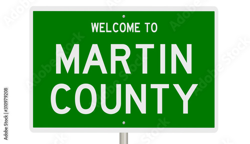 Canvas Print Rendering of a green 3d highway sign for Martin County