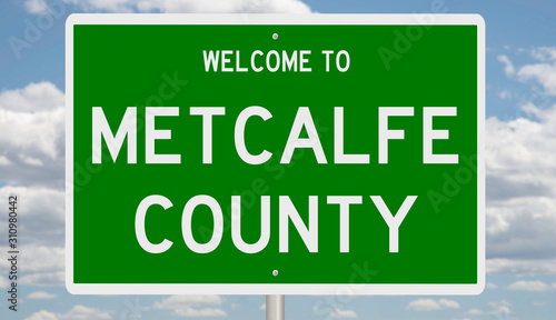 Rendering of a green 3d highway sign for Medcalfe County photo