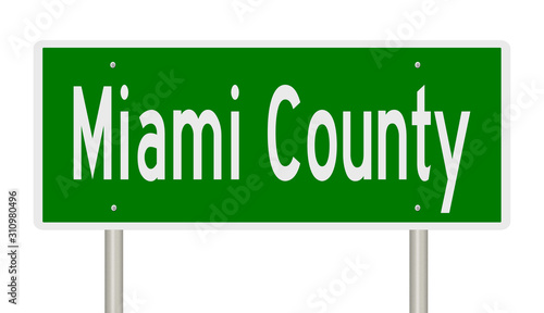 Rendering of a green 3d highway sign for  Miami County photo