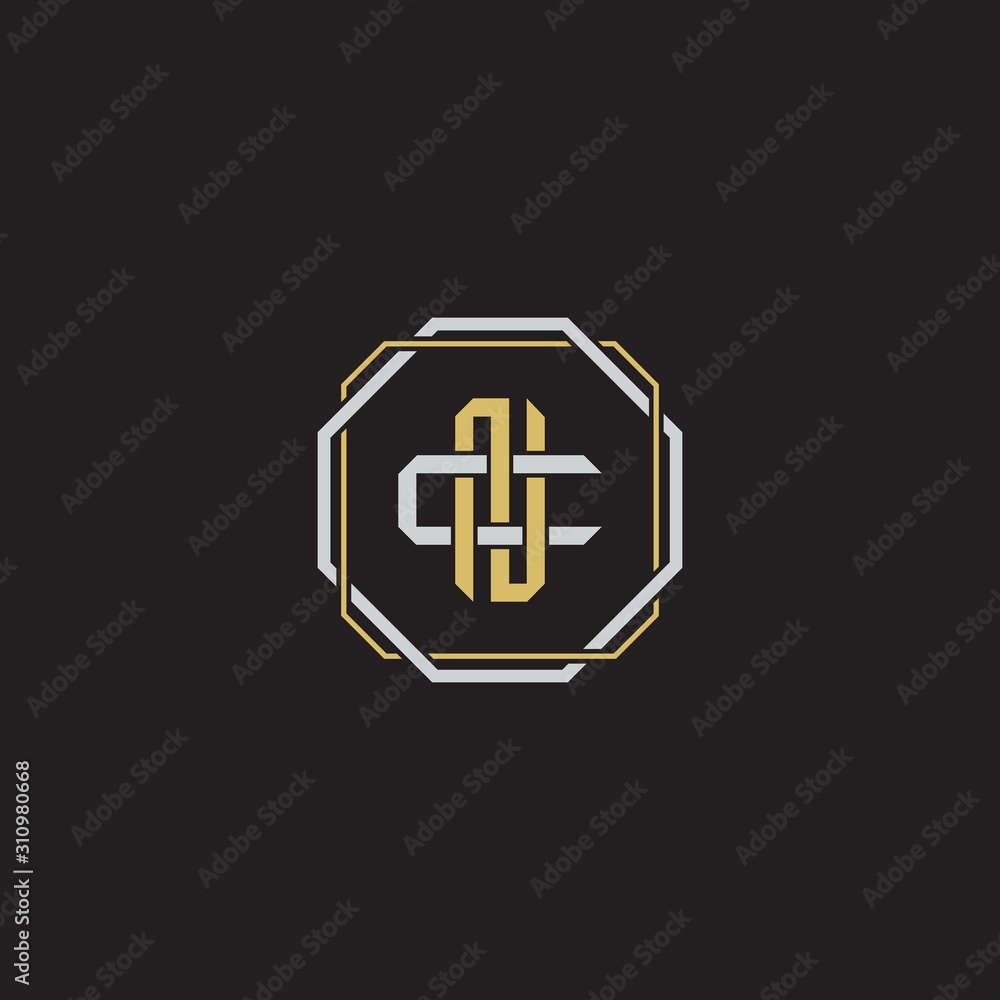 Obraz premium Initial letter overlapping interlock logo monogram line art style