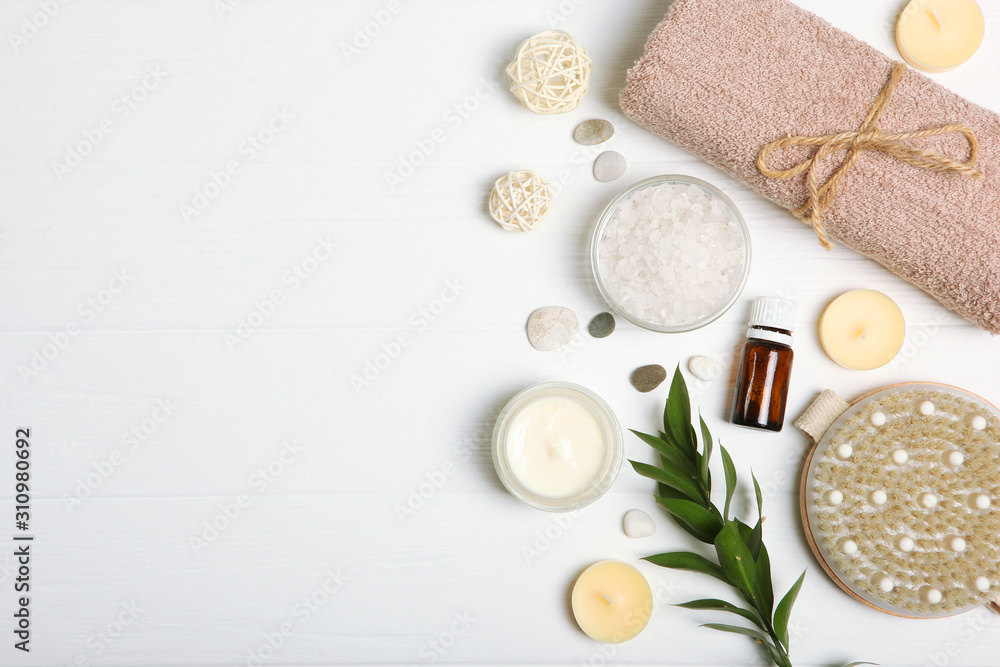 Beautiful spa composition on a table top view with place for text. Beautiful spa composition on a table top view with place for text.