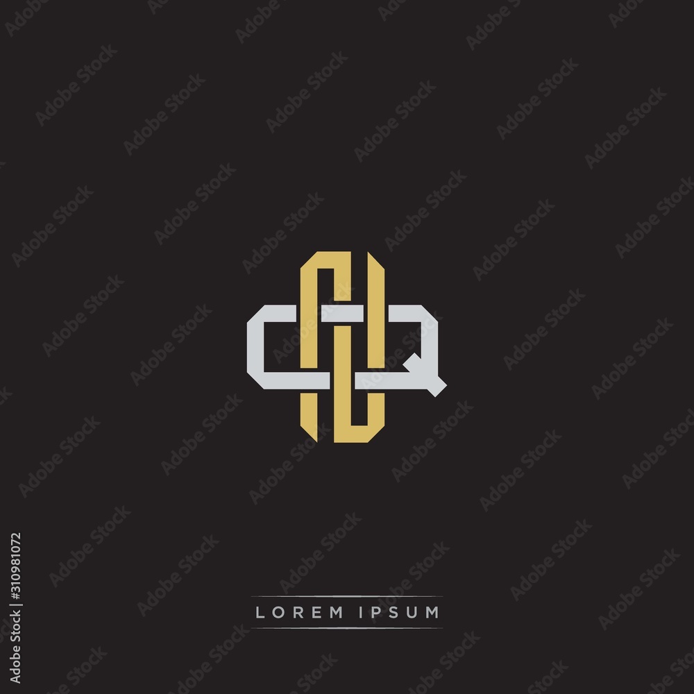 Initial letter overlapping interlock logo monogram line art style