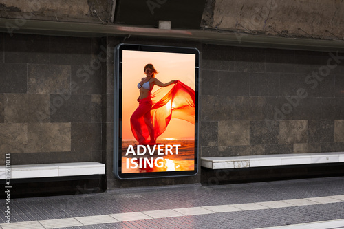 Sample advertising on display in metro station