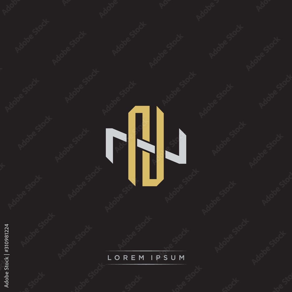 Initial letter overlapping interlock logo monogram line art style