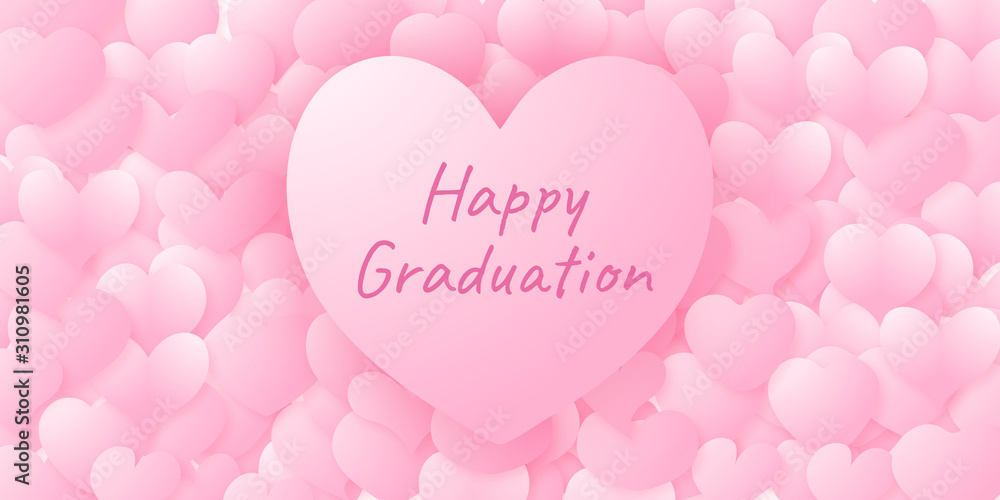 Pink happy graduation greeting card background wallpaper illustratation design.
