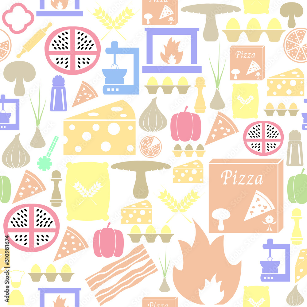 pizza seamless pattern background icon.