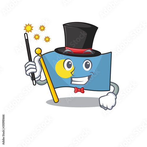 Mascot of flag palau Scroll performance as a Magician style