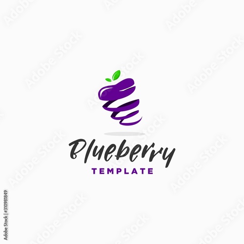 spiral blueberry logo design template . blueberry skin logo design inspiration . spiral rind or fruit skin . eggfruit logo design 