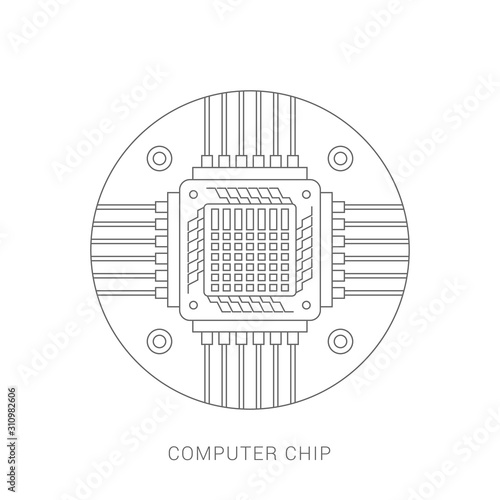 Computer chip circuit board flat icon for apps and websites
