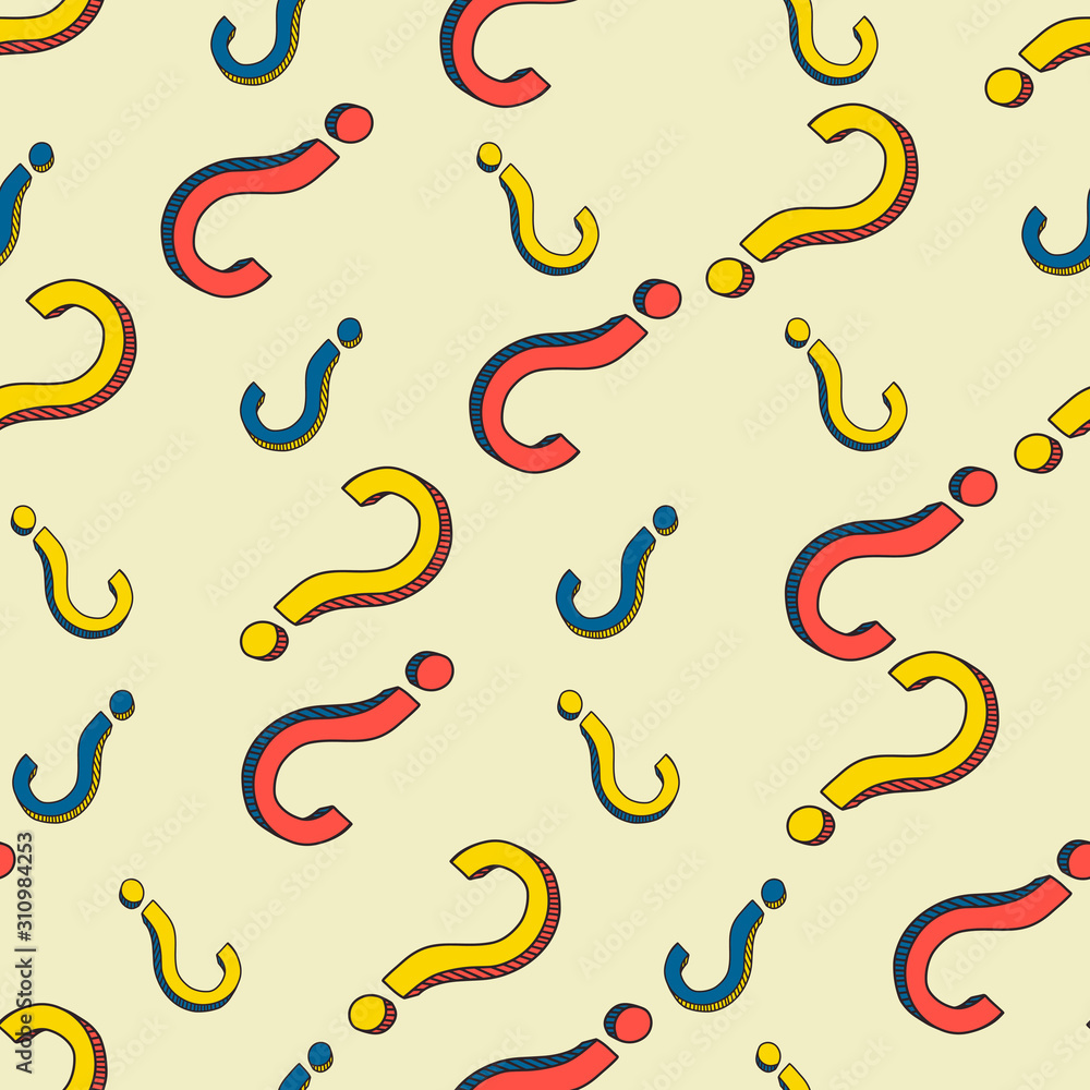 Seamless pattern with hand-drawn question marks. Vector illustration Seamless pattern with hand-drawn question marks. Vector illustration