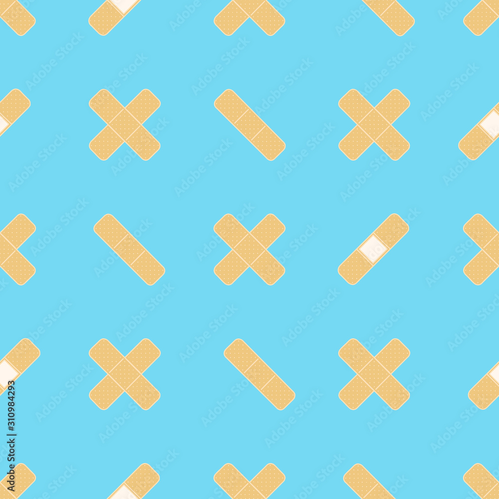 Seamless pattern with hand drawn cartoon plaster. Vector illustration Seamless pattern with hand drawn cartoon plaster. Vector illustration
