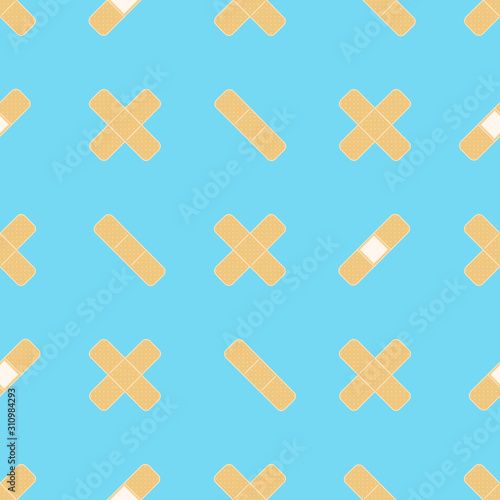 Seamless pattern with hand drawn cartoon plaster. Vector illustration