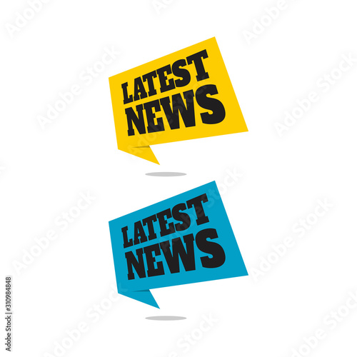 latest news icon modern square rounded shape logo design vector with text template