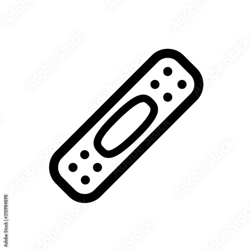 Band aid icon. Black icon isolated on white background. Medical patch silhouette. Simple icon. Web site page and mobile app design vector element. © nanskyblack