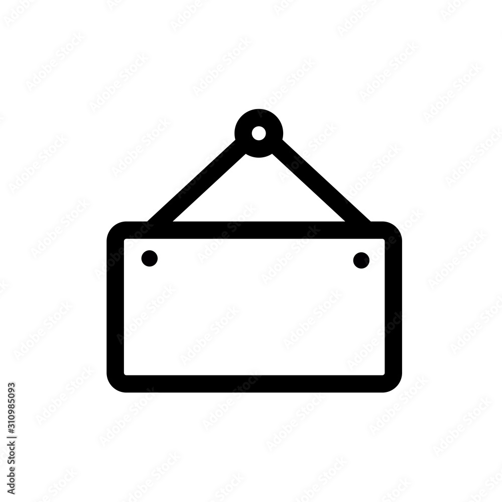Sign board hanging on the white wall. Vector illustration. Sign with place for your information for shop or add. Sign board hanging on the white wall. Vector illustration. Sign with place for your information for shop or add.