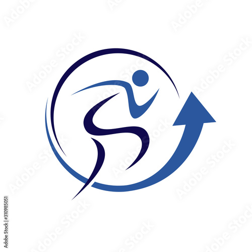 new simple physical training logo vector healthy people and arrow up illustrations