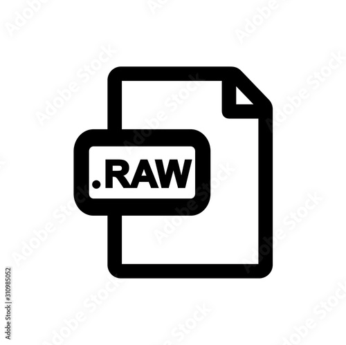 RAW file format icon in single grey color. Data computer information photography editable imaging