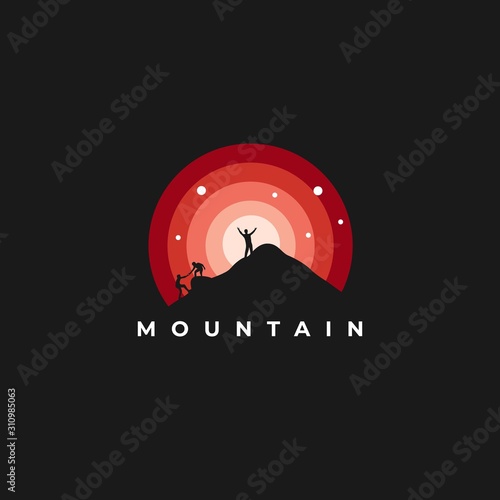 Mountain With Landscape moon Illustration Vector Template
