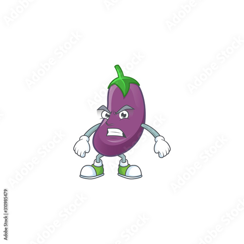 Picture of eggplant cartoon character with angry face