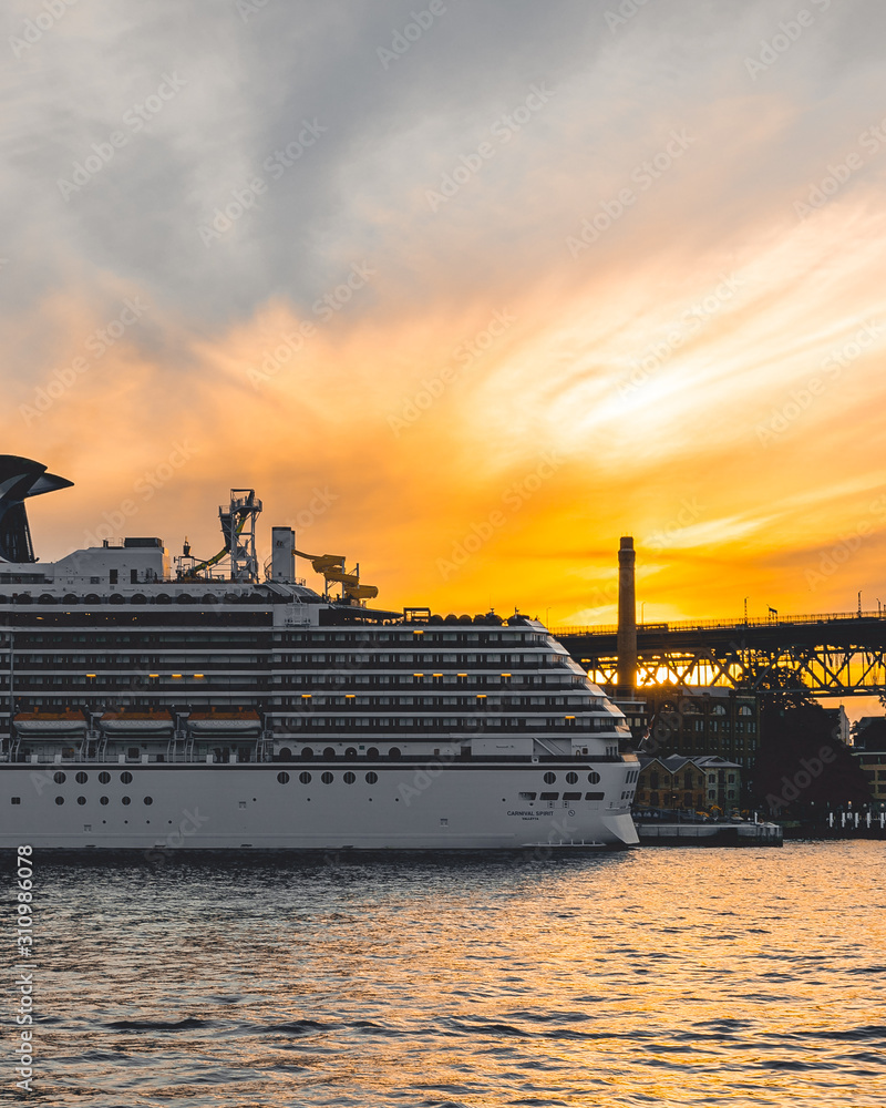 Sunset over the cruise ship