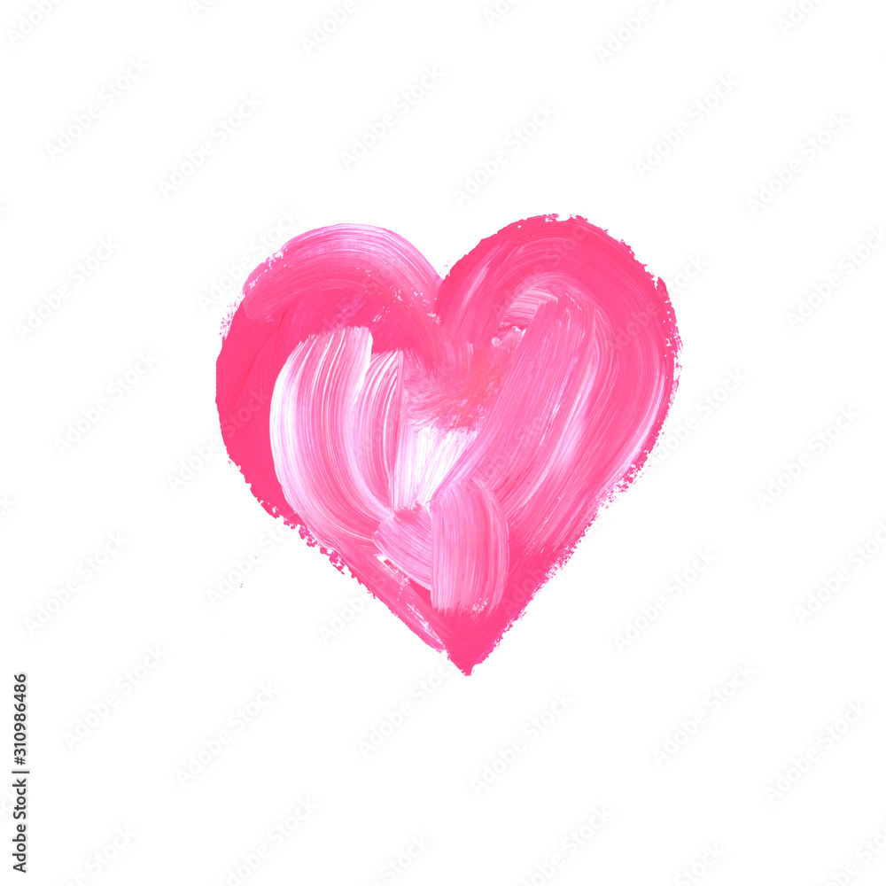 Bright pink hand painted acrylic heart