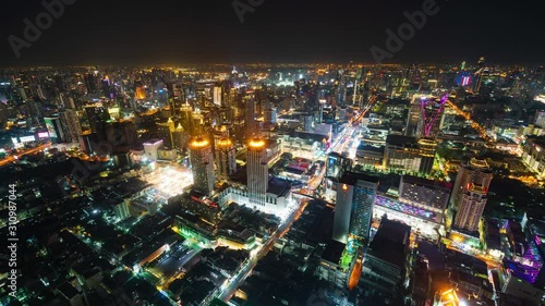 Wallpaper Mural time lapse of Bangkok city downtown and road traffic at night of Thailand , Cityscape Torontodigital.ca