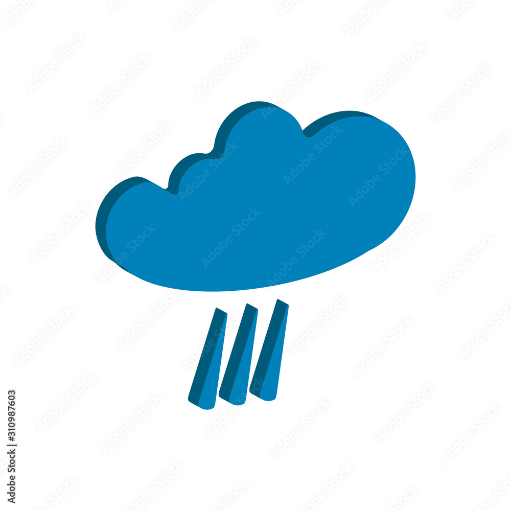 Weather forecast isometric icon of rain isolated on white background. Weather symbol in modern style. For web site design and mobile apps. Vector illustration Weather forecast isometric icon of rain isolated on white background. Weather symbol in modern style. For web site design and mobile apps. Vector illustration