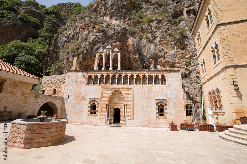 Monastery of Saint Anthony of Qozhaya, one of the oldest monasteries of the valley of Qadisha.  Valley of Qadisha, Lebanon - June, 2019