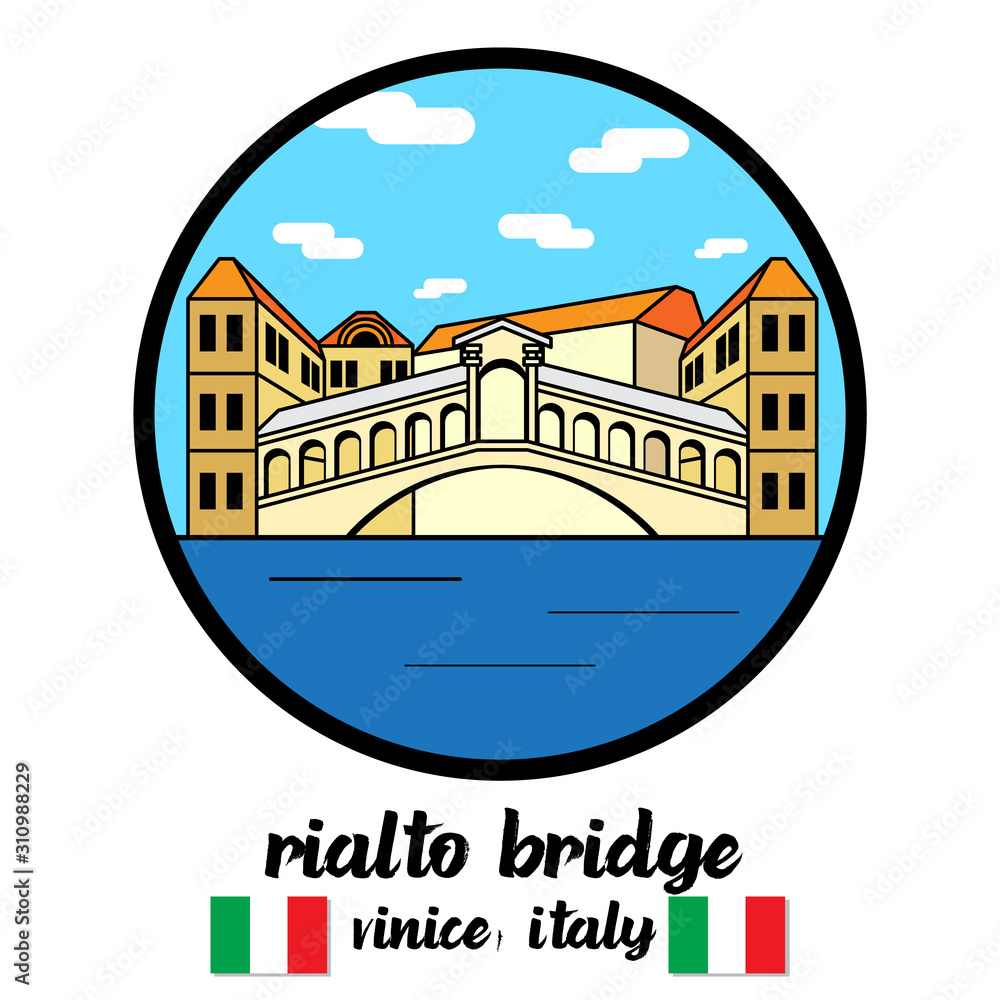 Circle icon Rialto Bridge. vector illustration