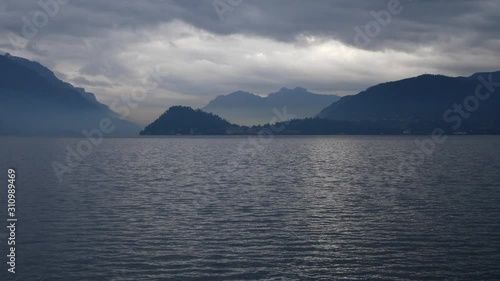 Bellagio, Lake Como in Italy. Cloudy day view from Menaggio