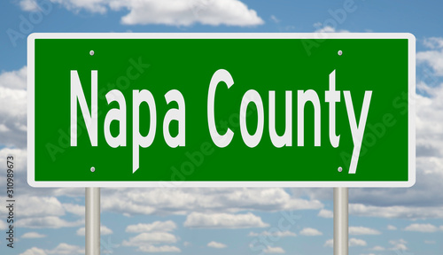 Rendering of a green 3d highway sign for Napa County photo