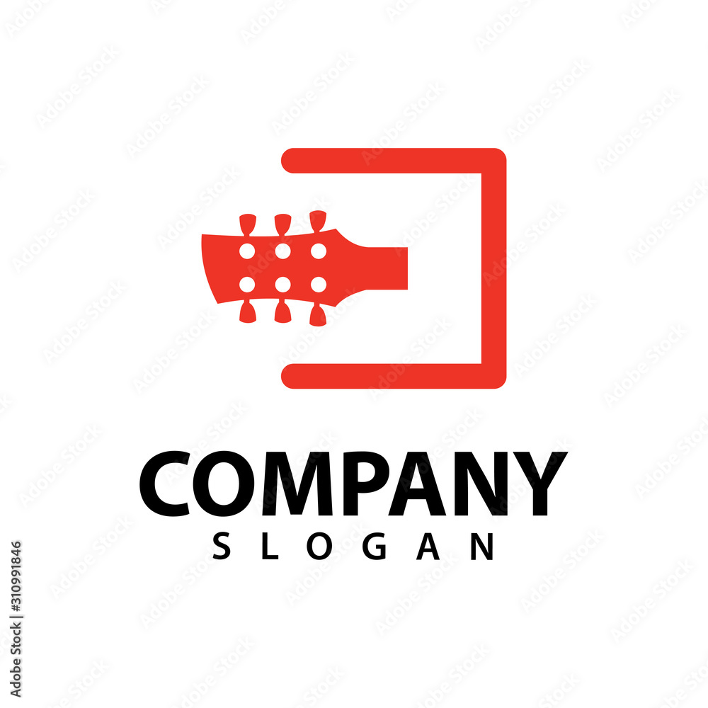 Fototapeta premium Guitar logo template, music design vector icon illustratio