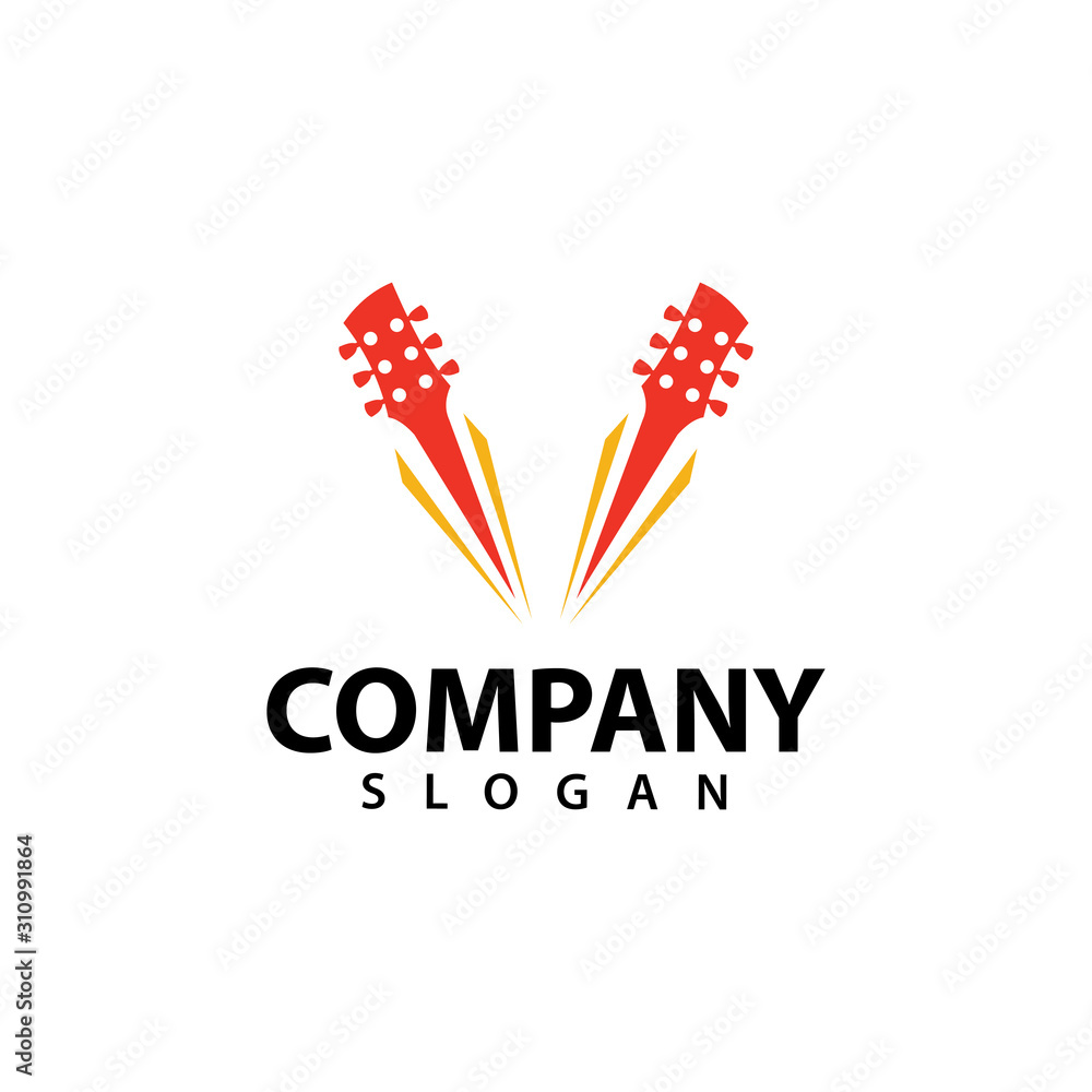 Fototapeta premium Guitar logo template, music design vector icon illustratio