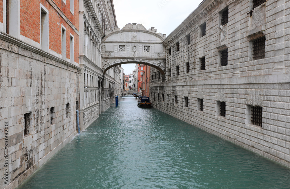 Famous Bridge of Sighs in Venice Italy