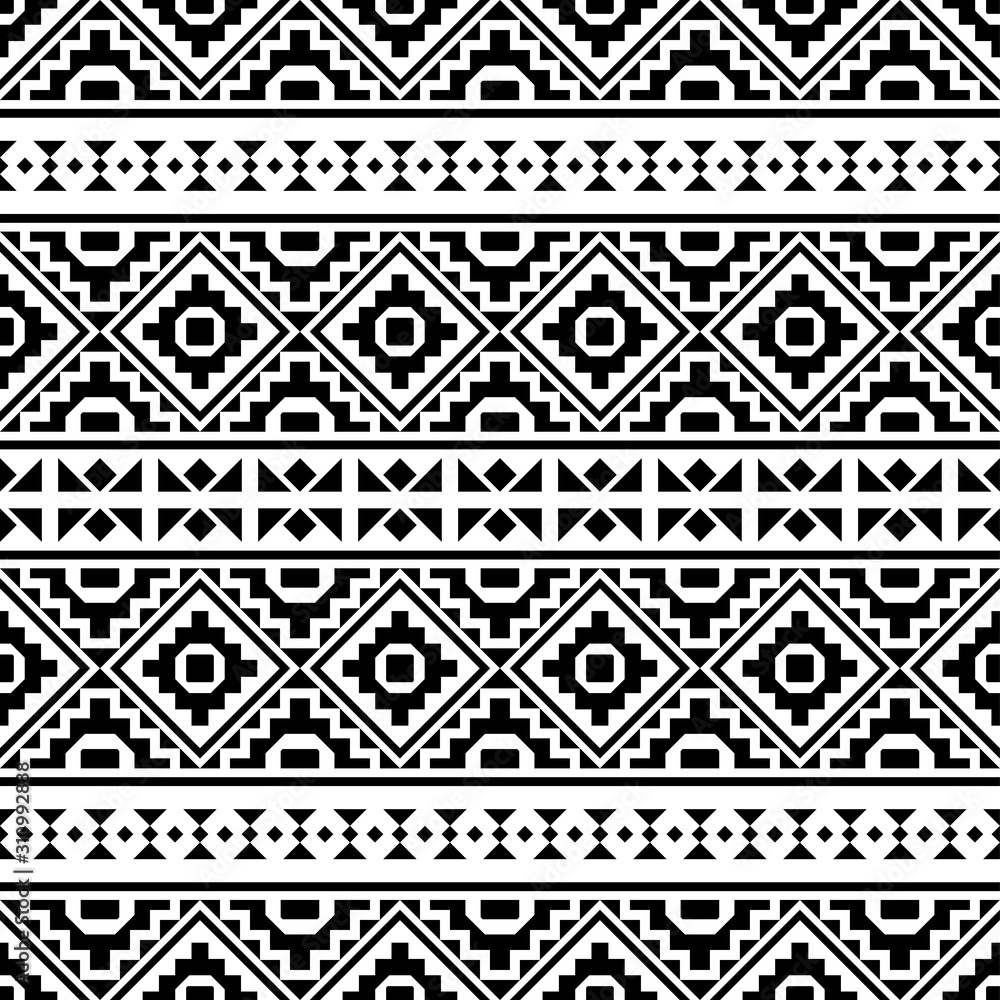 Geometric Tribal Ethnic Pattern Design in black and white color Geometric Tribal Ethnic Pattern Design in black and white color
