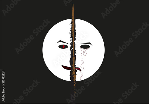 Cara tenebrosa y blanca en la noche.