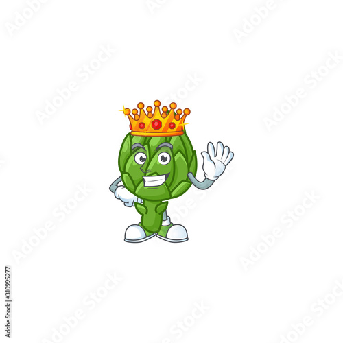 Cool King of artichoke on cartoon character style