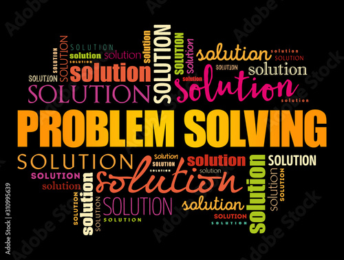 Problem solving aid word cloud collage, business concept background