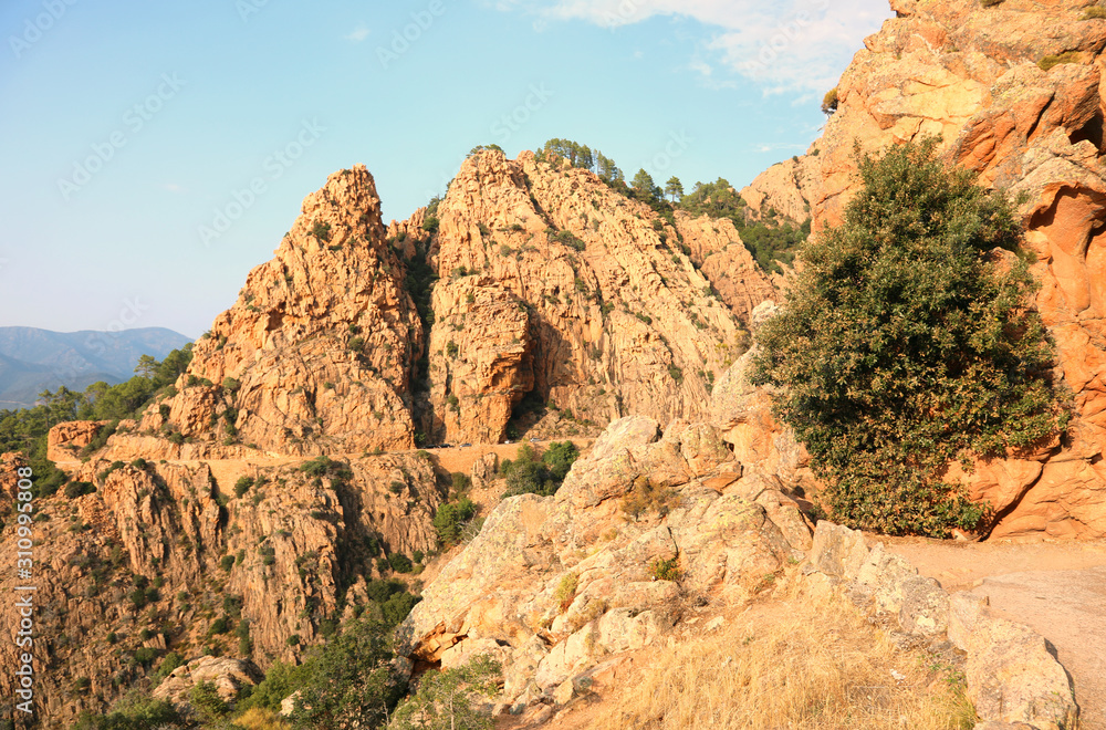 Fototapeta premium Red and Orange Rocks in Calanches Place in France