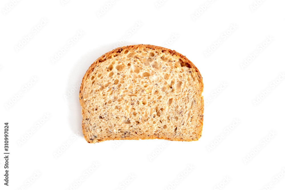 close up of organic brown bread with cereal and grains for healthy isolated on white background with clipping path. close up of organic brown bread with cereal and grains for healthy isolated on white background with clipping path.