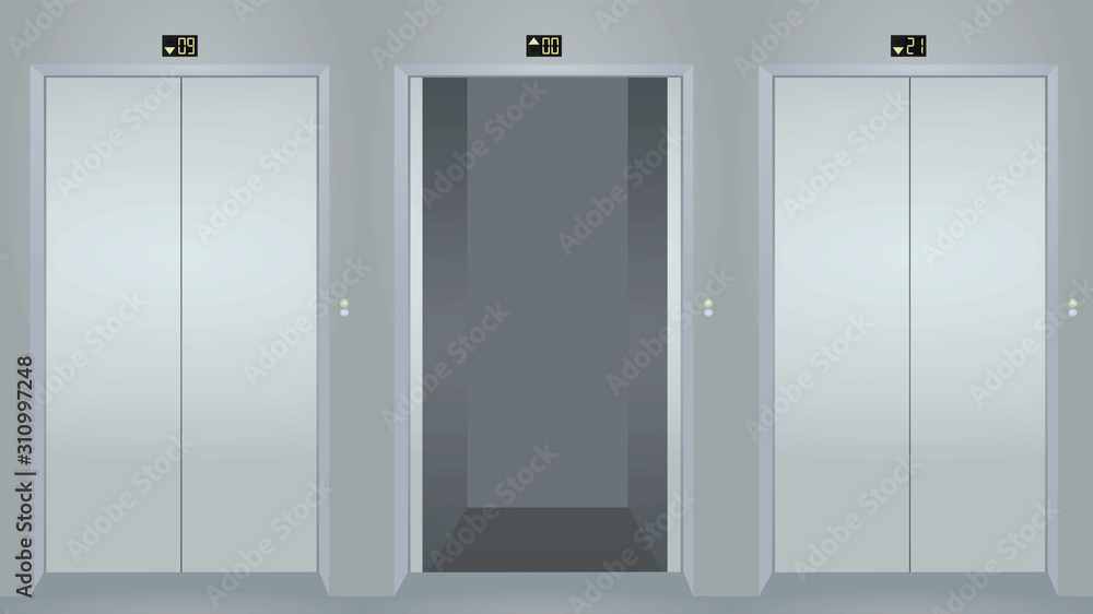 Elevator open and closed doors. vector illustration Elevator open and closed doors. vector illustration