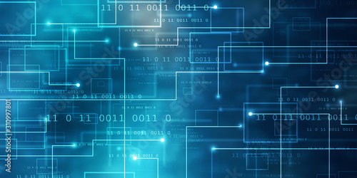 2d illustration abstract digital binary data on computer screen