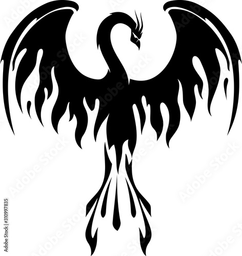 Phoenix, Mythical Bird Flame Emblem Silhouette