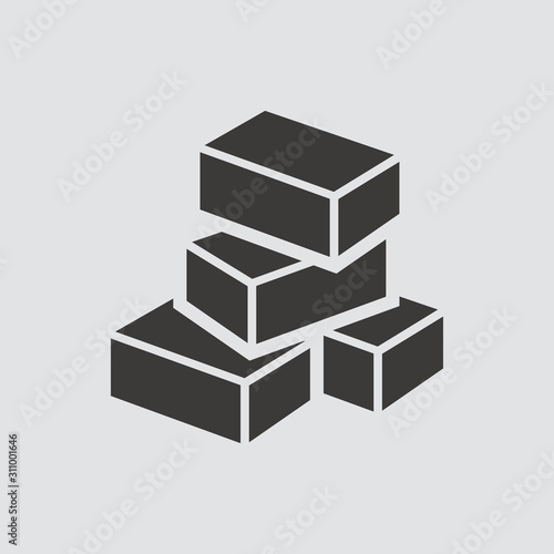 Brick work icon isolated of flat style. Vector illustration.