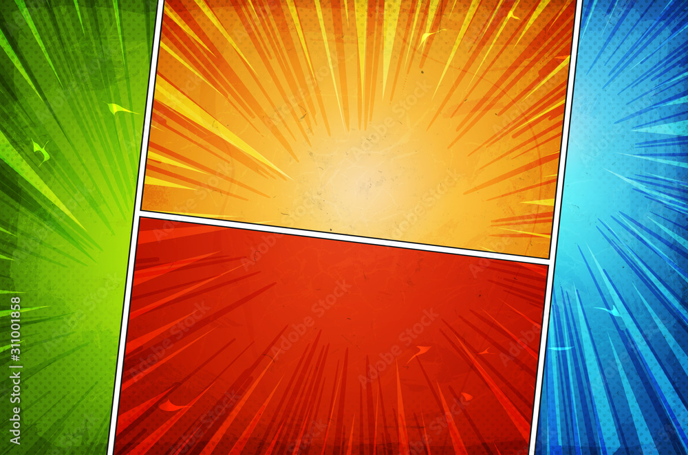 Vecteur Stock Comic Book Action Layout Background With Power Fx ...